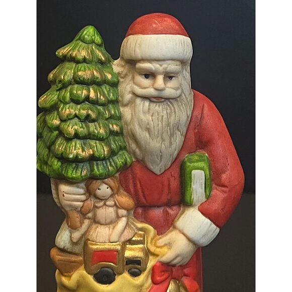 Vintage Collectible Santa Figurine Porcelain Christmas Naughty Nice list toy bag - Picture 3 of 12